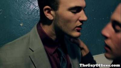 Gay office hunk drooling all over cock all gay porn video