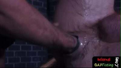 Fisted stud is turned inside out and raw all gay porn video