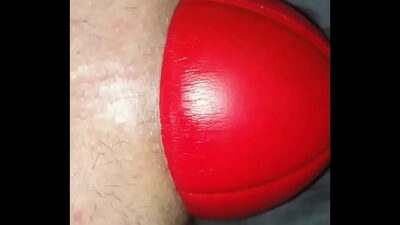 Huge 12 cm wide Football in my Stretched Ass, watch it slide out up close. all gay porn video