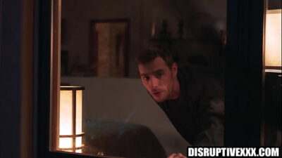 Closeted gay peeping on 3 hunks fucking in a sauna all gay porn video