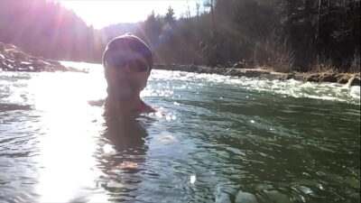 cold water dip by nudist in nylon all gay porn video