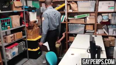 Young perpetrator bouncing on officers huge black cock all gay porn video
