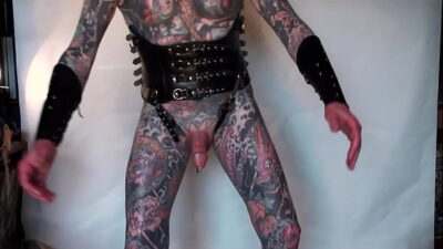 Tattooed Male Stripper LeeHarper in a Easygoing Rehearsal at Home, before the Kick-Off of the Evening’s Strip Show – also his Tits are being trained at the same time. all gay porn video