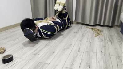 Asian boy was hogtied and have to smell sneakers, cummed when sturggling all gay porn video