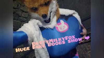 BustyFox Huge Fake Boobs show all gay porn video