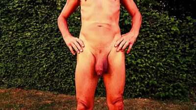 naked pathetic stupid white slave during outdoor party entertain guests, punish himself on command, glans, balls and gay ass, CMNM all gay porn video