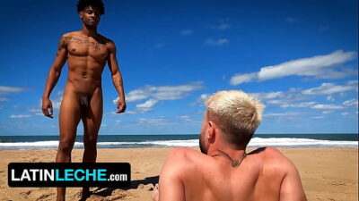 After Fucking His Gay Friend, Straight Dude Plows a Black Stud at the Beach all gay porn video