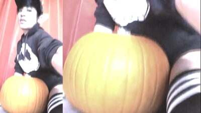 SFW Jon Arteen sexy twink emo femboy carves a Halloween pumpkin in his underwear Jack-o’-Lantern all gay porn video