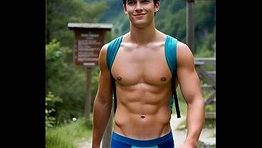 GAY DAY ON A MOUNTAIN HIKE – ai generated Scenes and Memories from Guys’ Climbing the Trail and Having Fun Along the Way all gay porn video