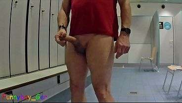 I riskily and indecently masturbated my penis in a public communal locker room and almost got caught. all gay porn video