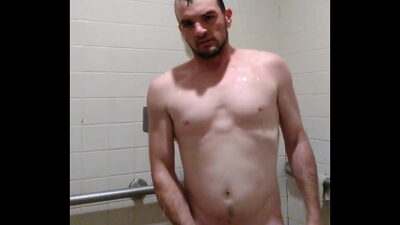 Wacking off in the locker room shower all gay porn video