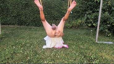 servenaked in peniscage tied up got outdoor enema and proove with brush and dildo gay ass clean for gaysex all gay porn video